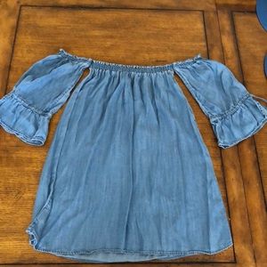 Off the shoulder loose denim dress